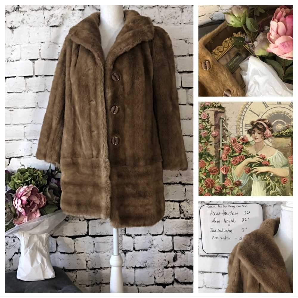 Romantic Vintage French Faux Fur Coat - Large